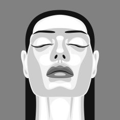 Retro Portrait of Vampire Woman in Noir Style