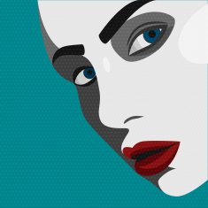 Pop Art young Woman with red Lips N2