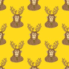 Sketch monkey with reindeer antlers N2