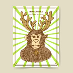 Sketch monkey with reindeer antlers N3