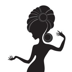 Woman sideview with long hair isolated on white background Blac