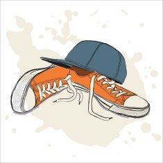 Vector illustration with sneakers and baseball cap N2