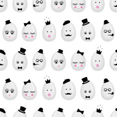 Easter eggs with glasses mustache bow-tie hat tobacco pipe eyes N2