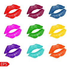 Print set of rainbow lips Vector illustration on a white