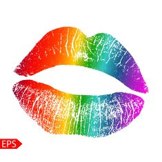 Print of rainbow lips Vector illustration on a white background