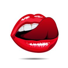 female pink disco lips on white backgroud Vector illustration
