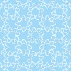 Linear white flowers on blue background seamless pattern Abstr