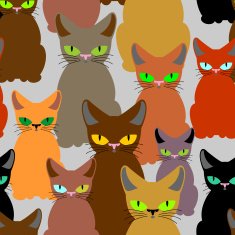 Cats seamless pattern Vector background of pet Retro fabric T