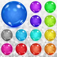 Set of multicolored transparent spheres N4