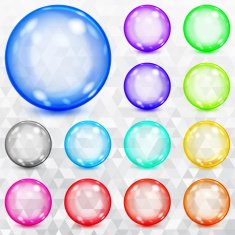 Set of multicolored transparent spheres N5