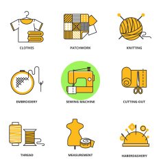 Sewing vector icons set