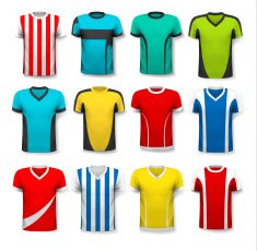 Collection of various soccer jerseys The T-shirt is transparent N8