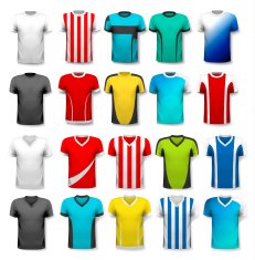 Collection of various soccer jerseys The T-shirt is transparent N9