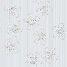 Traditional japanese embroidery Sashiko with sakura flowers Seamless pattern