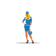 Girl in stewardess uniform Vector Illustration
