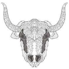 Yak head doodle with black nose