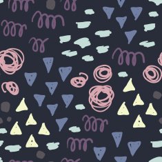 Simple vector seamless pattern with funshapes and bright colors