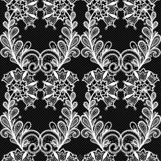White lace seamless pattern on black background