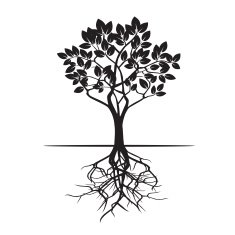 Black Tree and Roots Vector Illustration