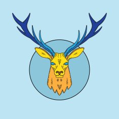 Abstract Vector Line Style Deer Face Illustration in the Circle N2