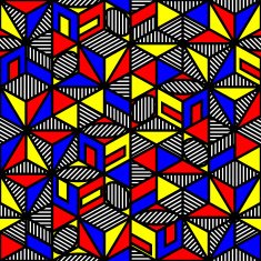 bright colored cube geometric pattern in style of the 80s