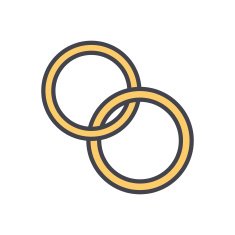 Wedding rings outline color icon modern minimal flat design style N2