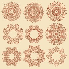 Set of mandala henna pattern vector design