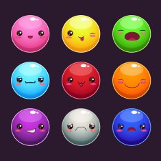 Set of colorful round characters N2