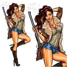 Pretty girl with shot gun