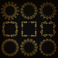 Vector set of gold decorative borders frame N4