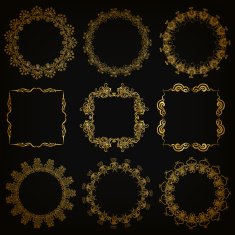 Vector set of gold decorative borders frame N5