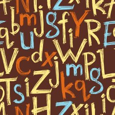 Vector hand drawn seamless pattern with letters