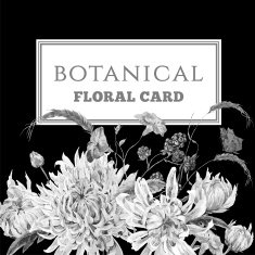 Monochrome Vintage Floral Card with Chrysanthemums