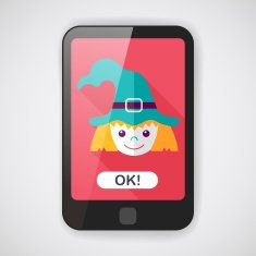 cute witch flat icon with long shadow eps10 N6
