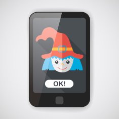 cute witch flat icon with long shadow eps10 N7
