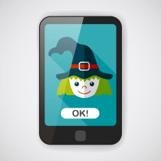 cute witch flat icon with long shadow eps10 N8