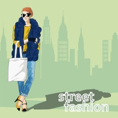 Fashion girl in sketch-style N39