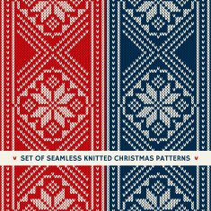 Set of 2 Winter Holiday Seamless Knitting Patterns Christmas an