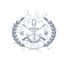 Vintage Hipster Logo Crossed Arrows with Anchor Vector