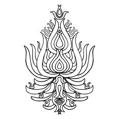 Beautiful hand drawn indian floral ornament black and white