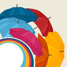 Abstract background with colored umbrellas for greeting card N2