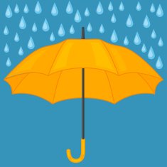 Abstract background with colored umbrella and rain drops