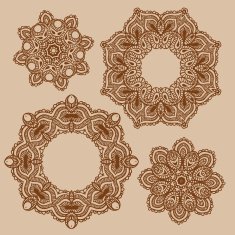 Set of mandala henna pattern vector design N2