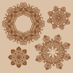 Set of mandala henna pattern vector design N3
