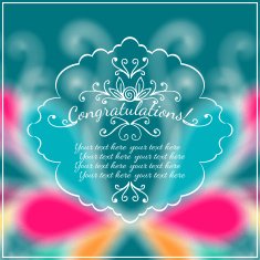 Congratulations Text on Blurred background with floral ornament