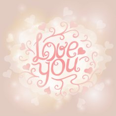 Love You Text on Blurred background with floral ornament Valentines N5