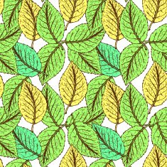 Sketch leaves in vintage style