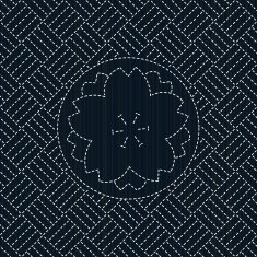 Old japanese quilting Sashiko with sakura flower