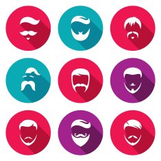 Retro Mens Hair Styles Icons Set Vector Illustration
