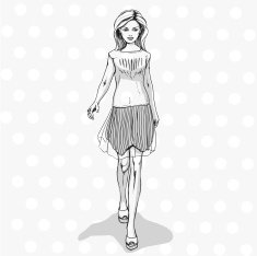 Beautiful fashionable blonde female in summer clothes